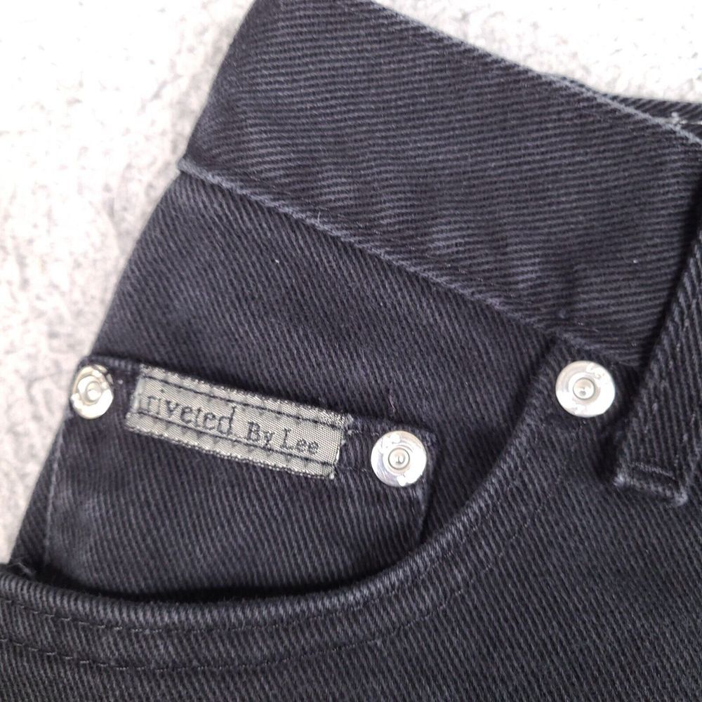 Vintage Lee Riveted Jeans Womens 10 P Black Mom Denim Made In USA - Picture 12 of 16